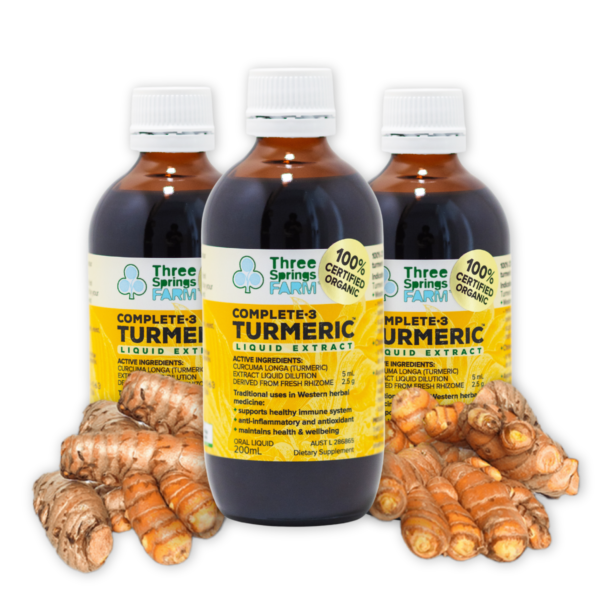 Bottle and Fresh Turmeric